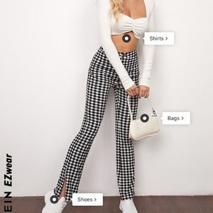 Gingham Flared Leg Pants